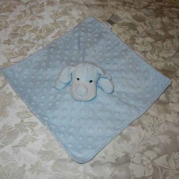 HTF ELEGANTBABY  Puppy Dog Lovey Blue Bumpy Blankie Security Toy Plush - Picture 1 of 4